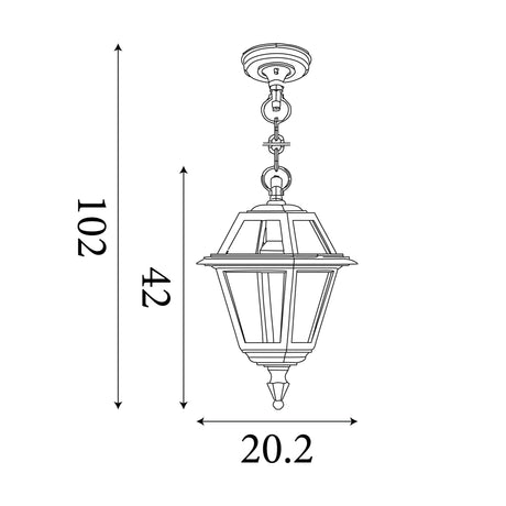 Searchlight Electric New Orleans Pendant Lantern,  Black Gold & Glass,IP44 1526