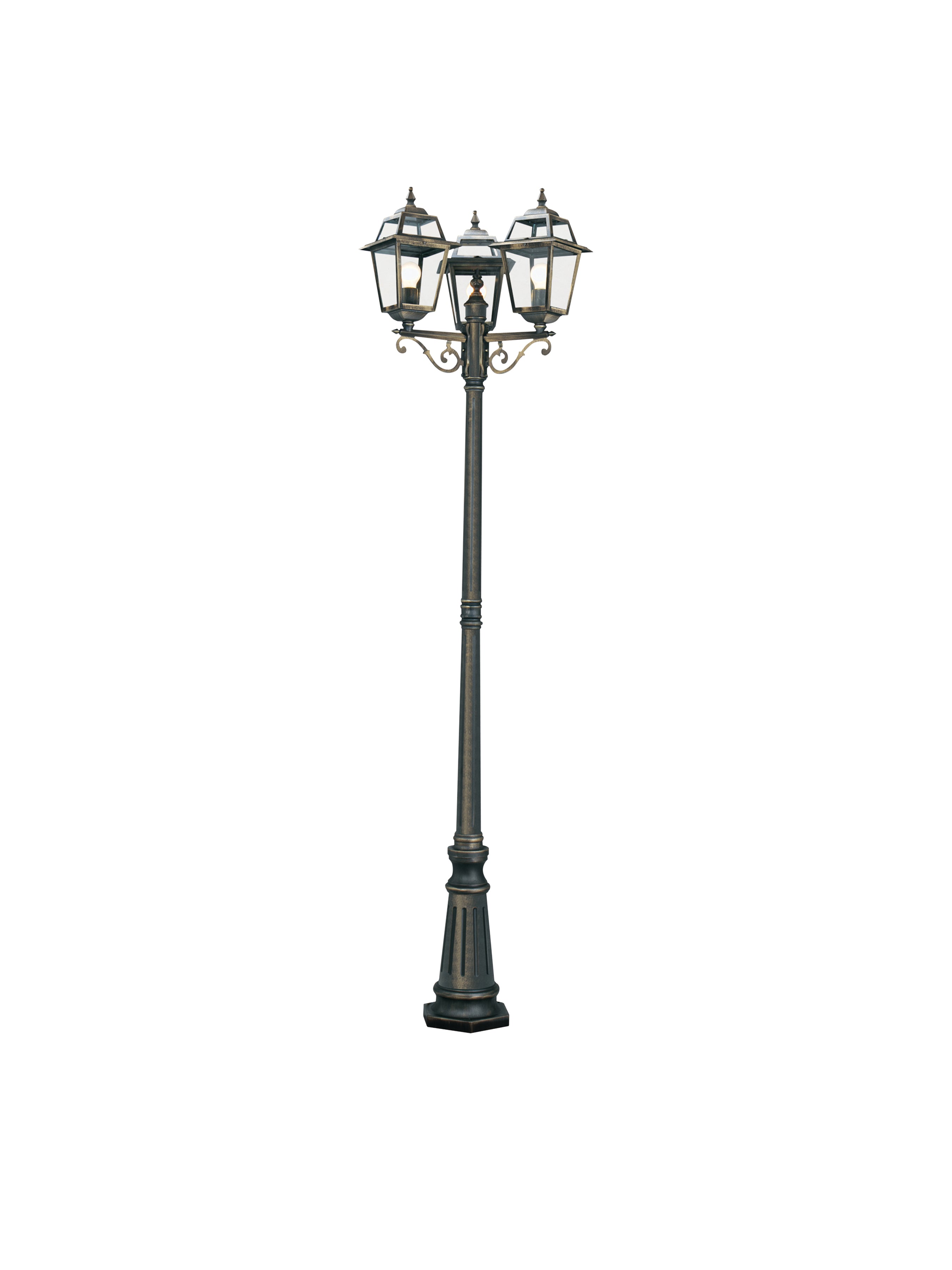 New Orleans  Outdoor Post - Black Gold Metal & Glass