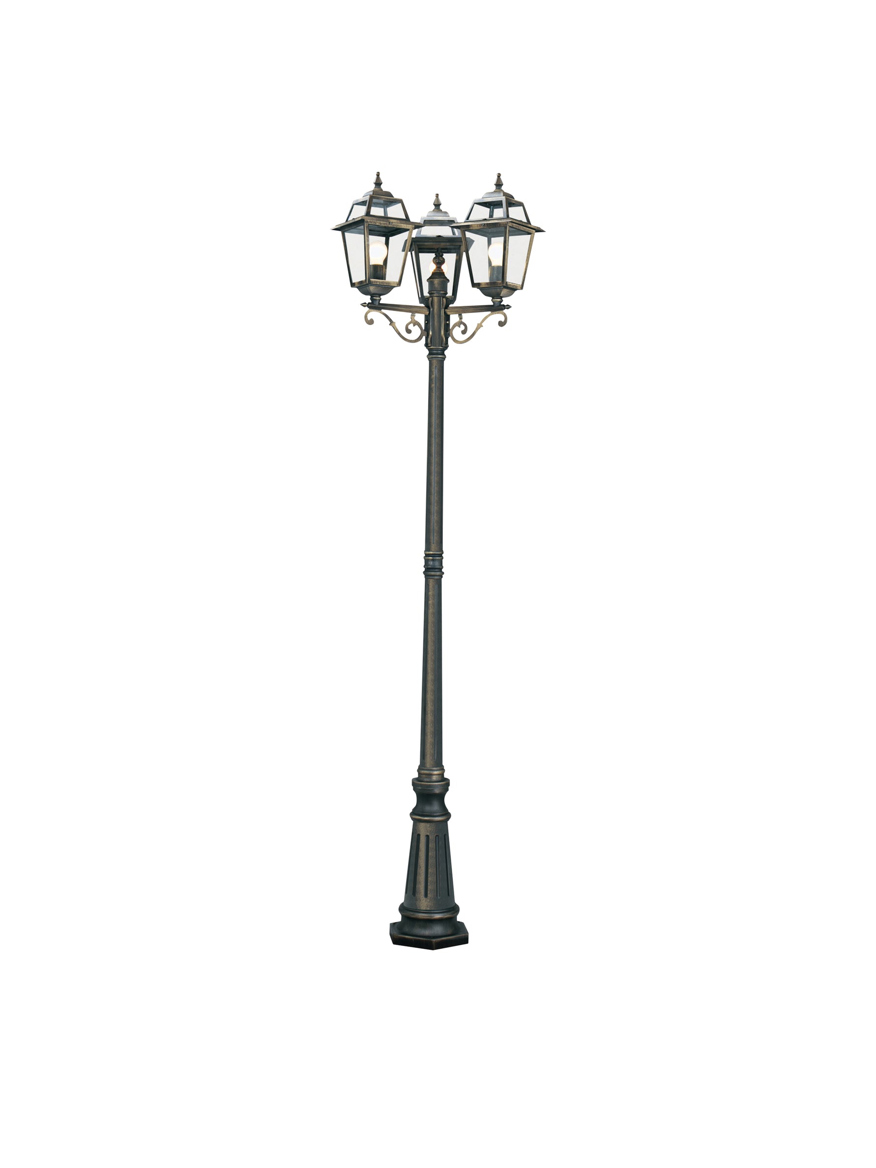 New Orleans  Outdoor Post - Black Gold Metal & Glass