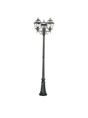 New Orleans  Outdoor Post - Black Gold Metal & Glass