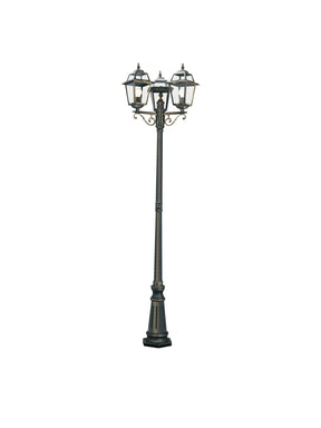 New Orleans  Outdoor Post - Black Gold Metal & Glass