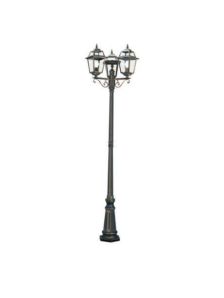 New Orleans  Outdoor Post - Black Gold Metal & Glass