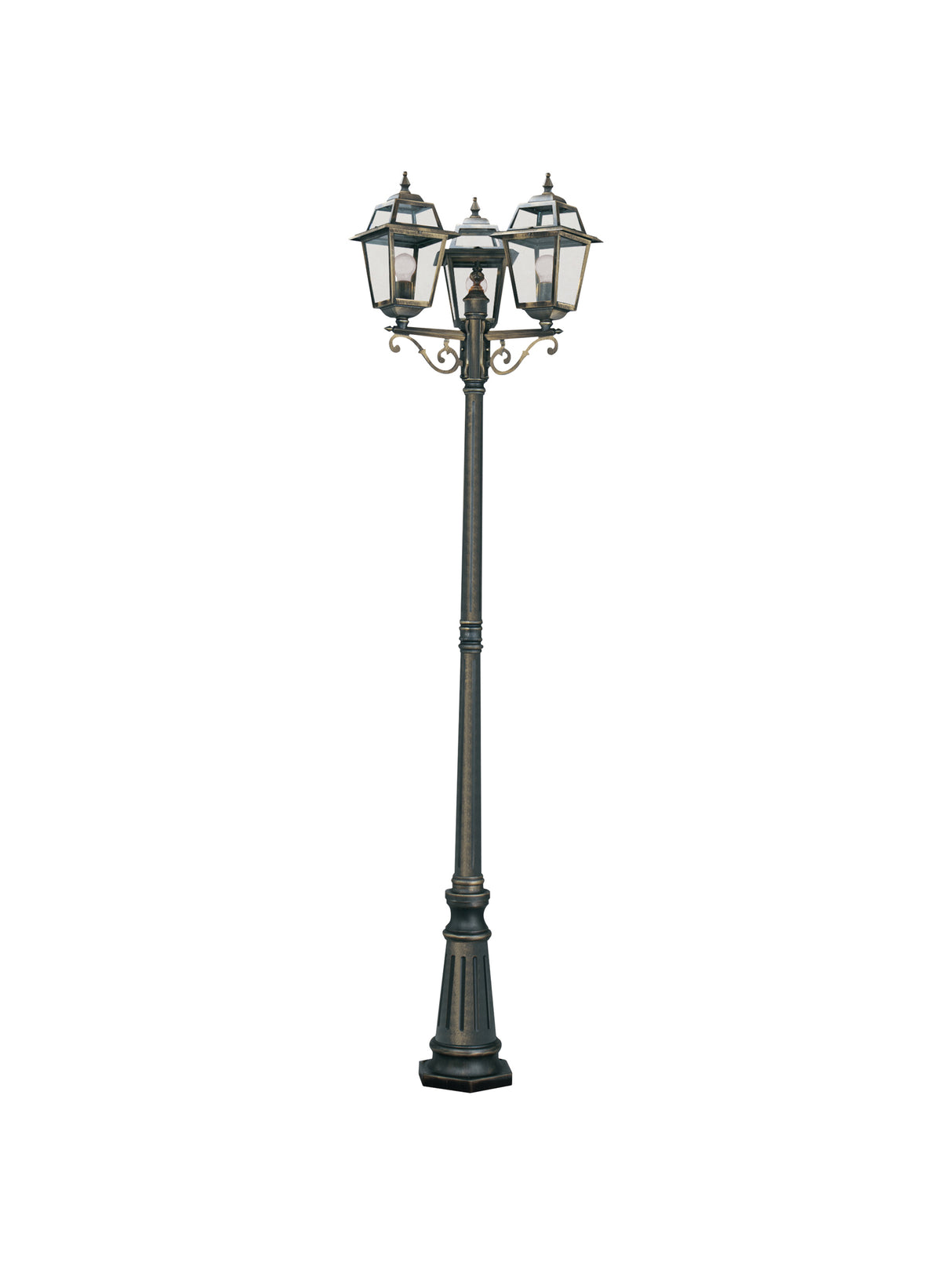 Searchlight Electric New Orleans  Outdoor Post - Black Gold Metal & Glass 1528-3
