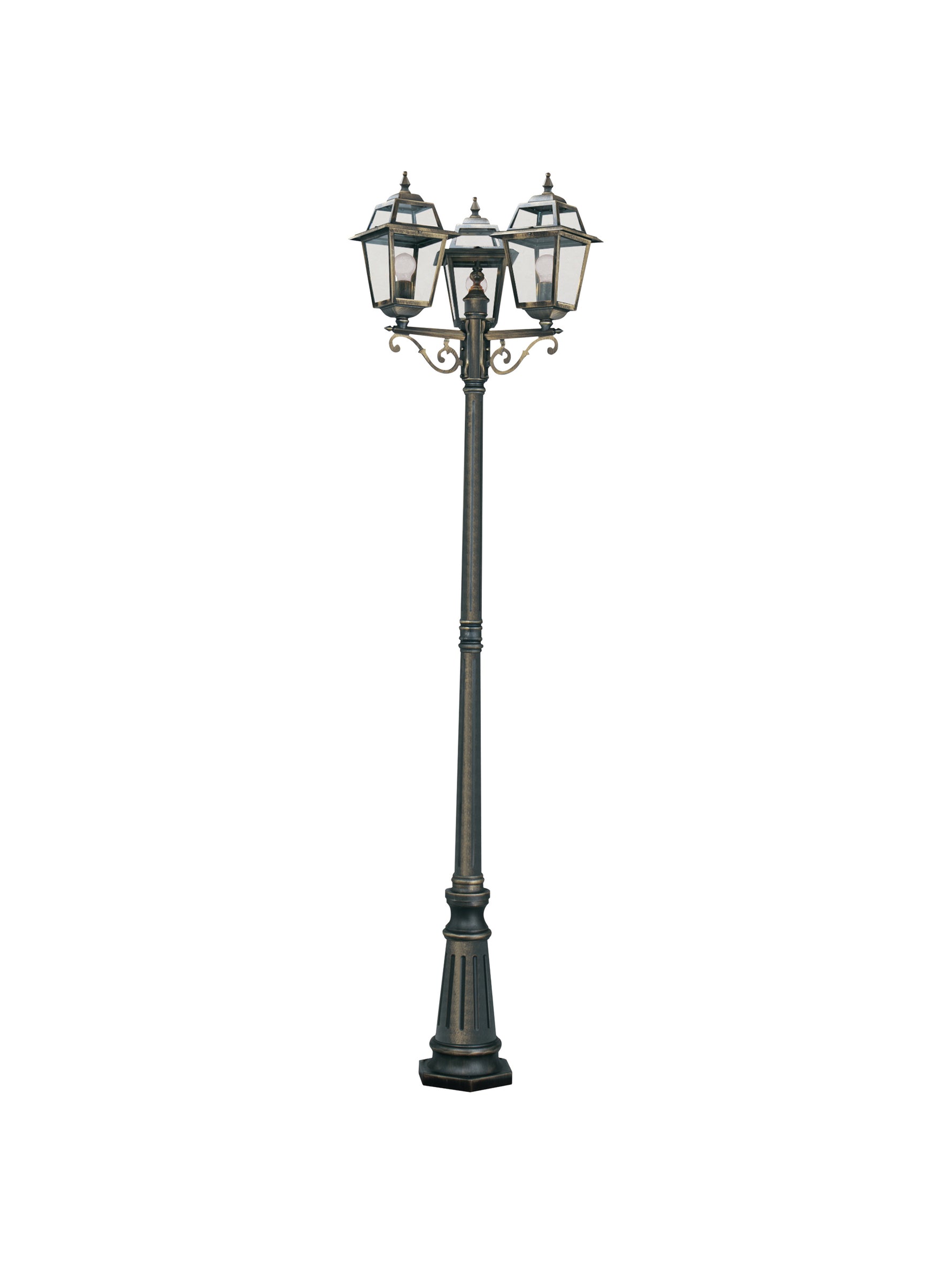 Searchlight Electric New Orleans  Outdoor Post - Black Gold Metal & Glass 1528-3