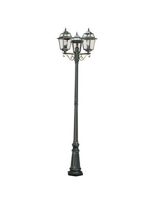 Searchlight Electric New Orleans  Outdoor Post - Black Gold Metal & Glass 1528-3