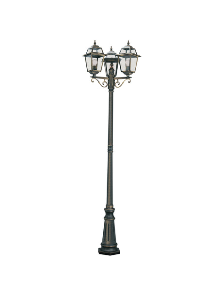 Searchlight Electric New Orleans  Outdoor Post - Black Gold Metal & Glass 1528-3