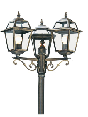 Searchlight Electric New Orleans  Outdoor Post - Black Gold Metal & Glass 1528-3