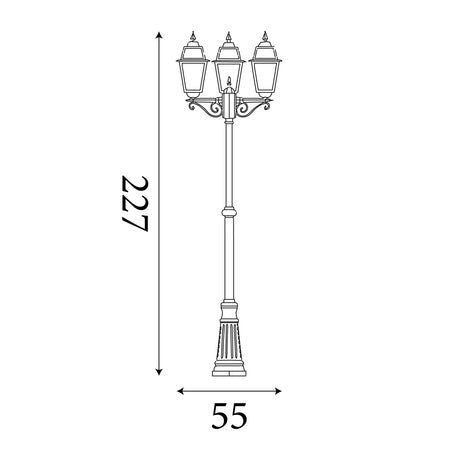 Searchlight Electric New Orleans  Outdoor Post - Black Gold Metal & Glass 1528-3