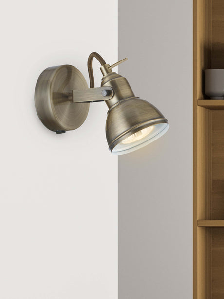Searchlight Electric Focus  Spotlight Wall Light - Antique Brass Metal 1541AB