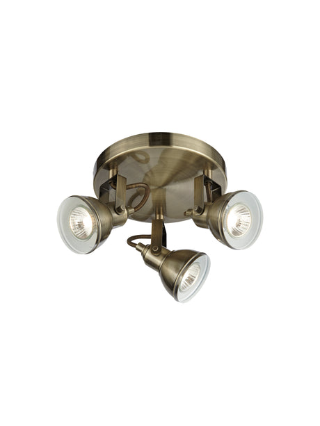 Focus  3Lt Round Spotlight - Antique Brass Metal
