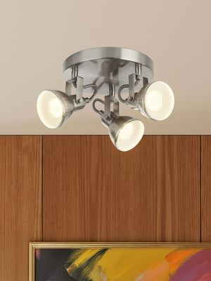 Searchlight Electric Focus  3Lt Round Spotlight - Satin Silver Metal 1543SS
