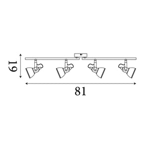 Searchlight Electric Focus  4Lt Split Bar Spotlight  - Black Metal 1544BK