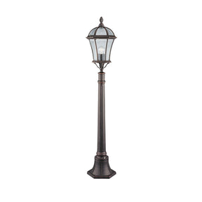 Capri Outdoor Post  -  Aluminium, Rustic Brown & Glass, IP23