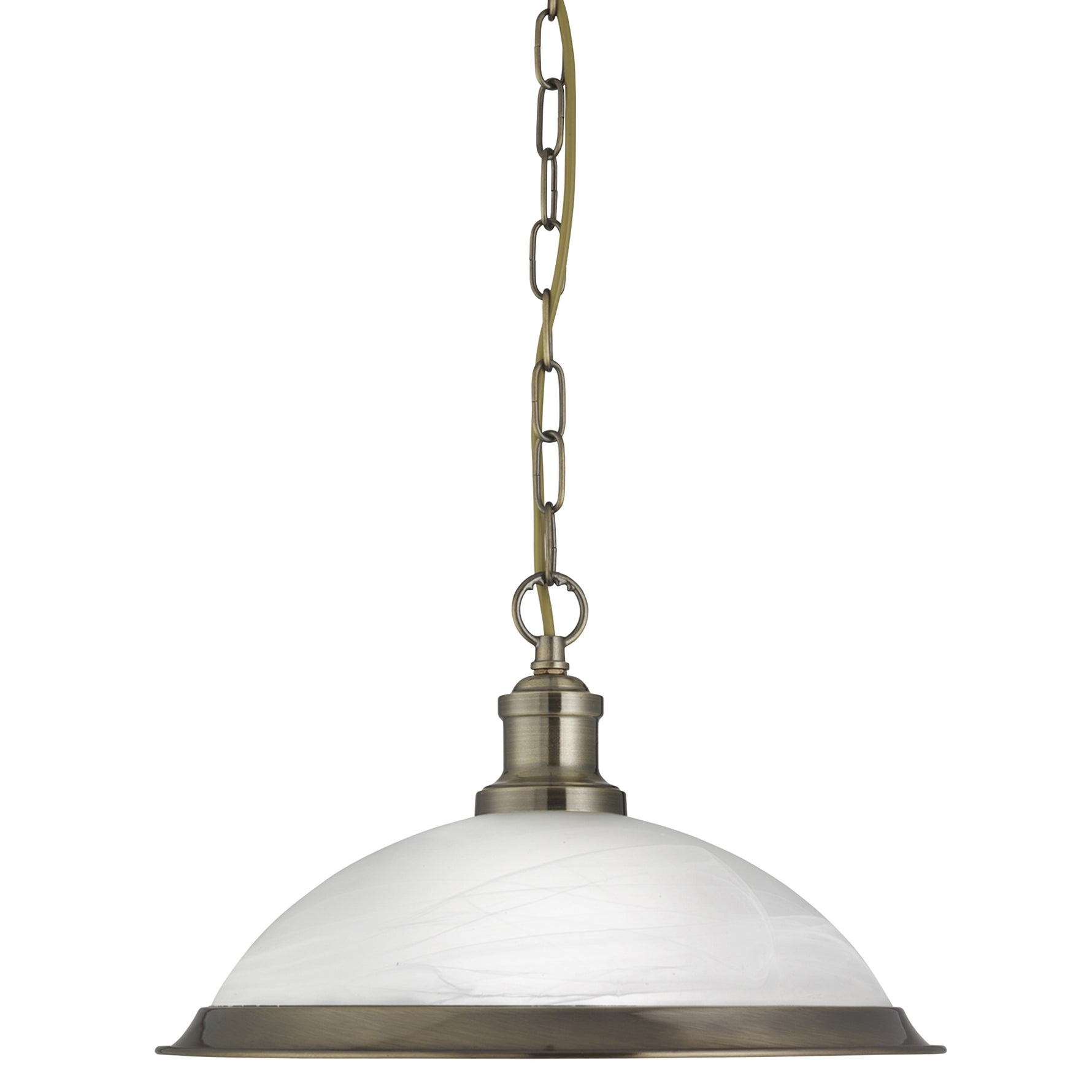 Bistro Pendant - Antique Brass Metal & Acid Glass