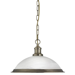 Bistro Pendant - Antique Brass Metal & Acid Glass