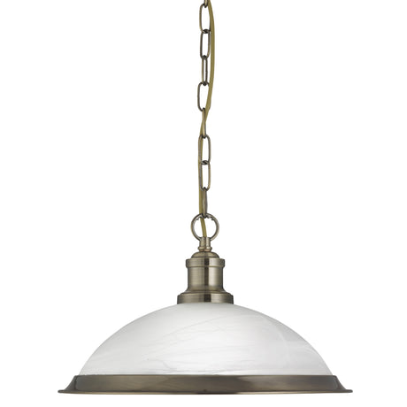 Bistro Pendant - Antique Brass Metal & Acid Glass