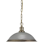 Searchlight Electric Bistro Pendant - Antique Brass Metal & Acid Glass 1591AB