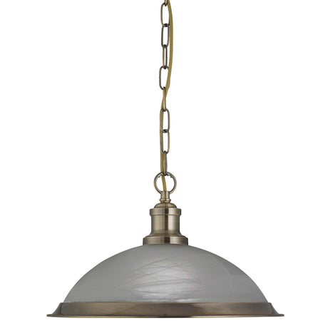 Searchlight Electric Bistro Pendant - Antique Brass Metal & Acid Glass 1591AB