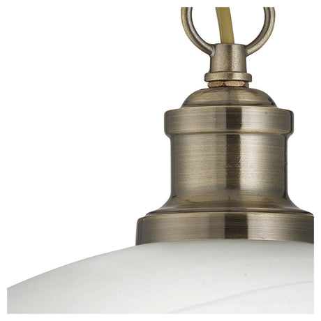Searchlight Electric Bistro Pendant - Antique Brass Metal & Acid Glass 1591AB