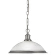 Bistro  Pendant  - Satin Silver Metal & Acid Glass