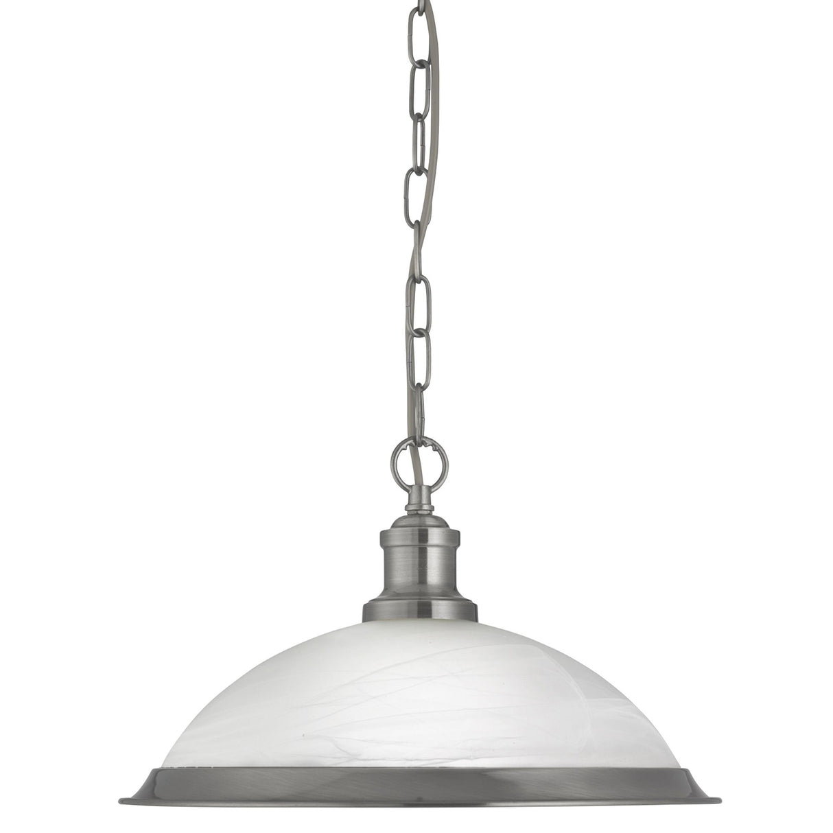 Bistro  Pendant  - Satin Silver Metal & Acid Glass