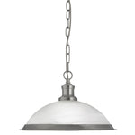 Bistro  Pendant  - Satin Silver Metal & Acid Glass