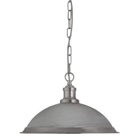 Searchlight Electric Bistro  Pendant  - Satin Silver Metal & Acid Glass 1591SS