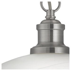 Searchlight Electric Bistro  Pendant  - Satin Silver Metal & Acid Glass 1591SS