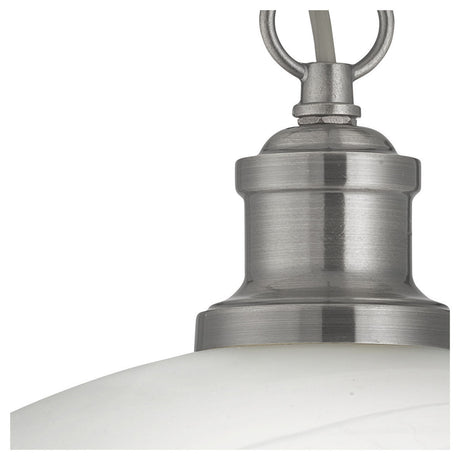 Searchlight Electric Bistro  Pendant  - Satin Silver Metal & Acid Glass 1591SS