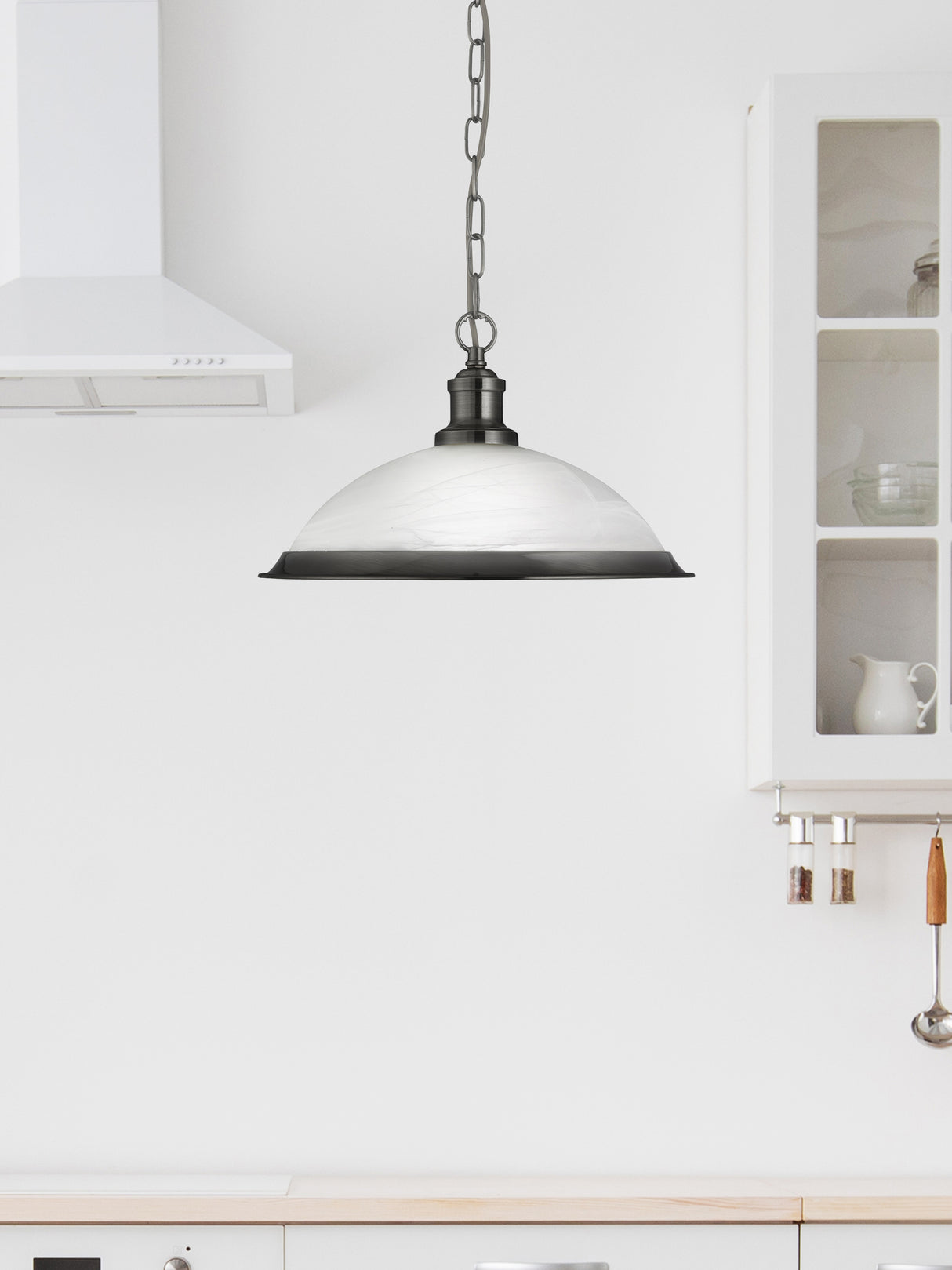 Searchlight Electric Bistro  Pendant  - Satin Silver Metal & Acid Glass 1591SS