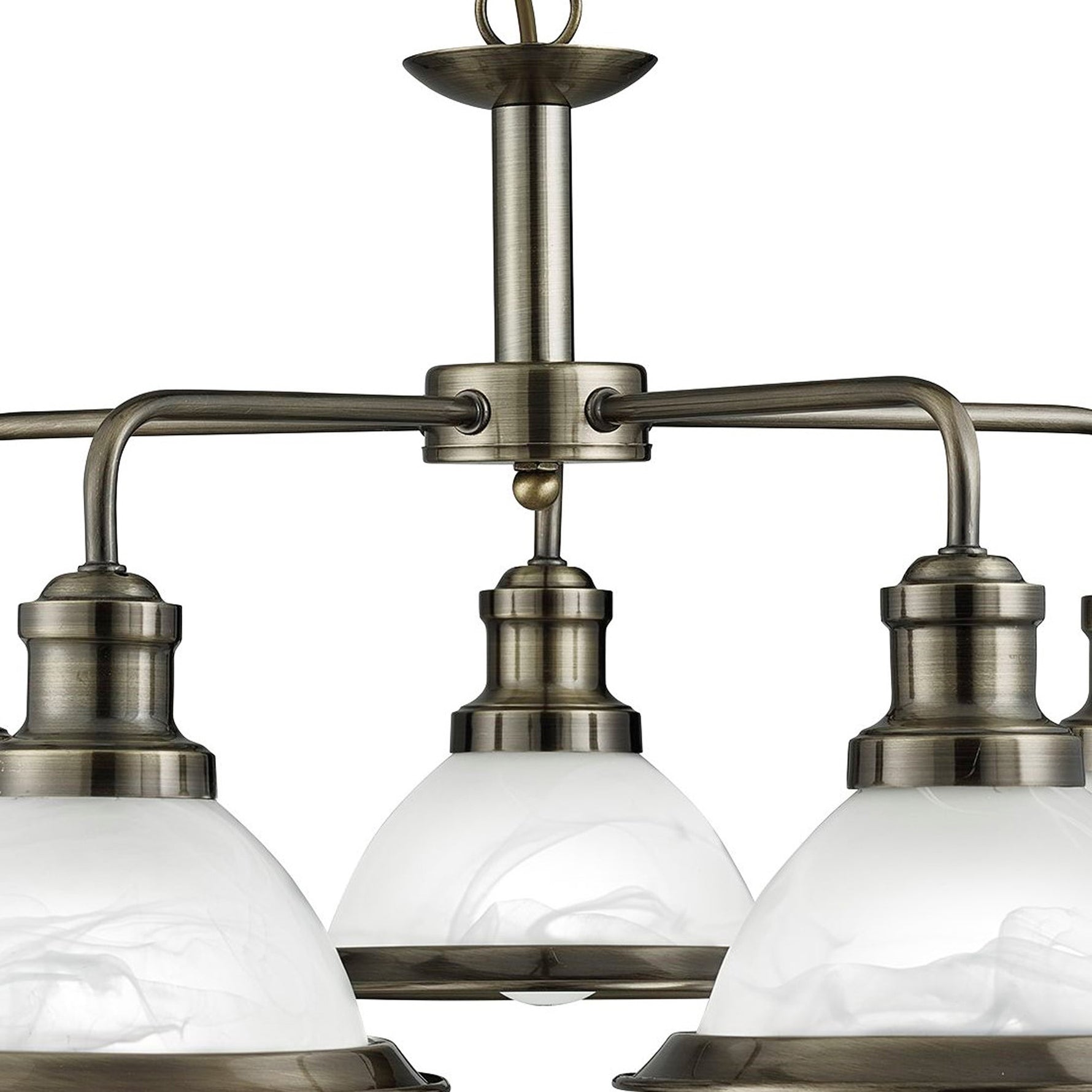Searchlight Electric Bistro 5Lt Pendant - Antique Brass Metal & Acid Glass 1595-5AB