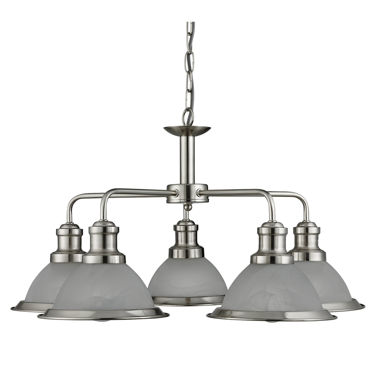 Searchlight Electric Bistro 5Lt Pendant - Satin Silver & Glass 1595-5SS
