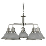 Searchlight Electric Bistro 5Lt Pendant - Satin Silver & Glass 1595-5SS