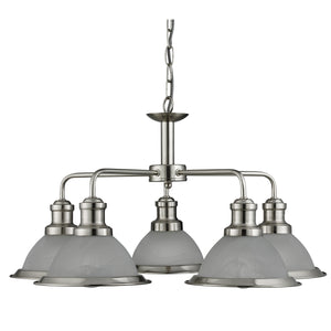 Searchlight Electric Bistro 5Lt Pendant - Satin Silver & Glass 1595-5SS
