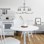 Searchlight Electric Bistro 5Lt Pendant - Satin Silver & Glass 1595-5SS