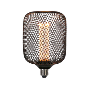 Wire Mesh Effect Drum Lamp - Black Metal