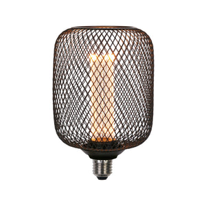Wire Mesh Effect Drum Lamp - Black Metal