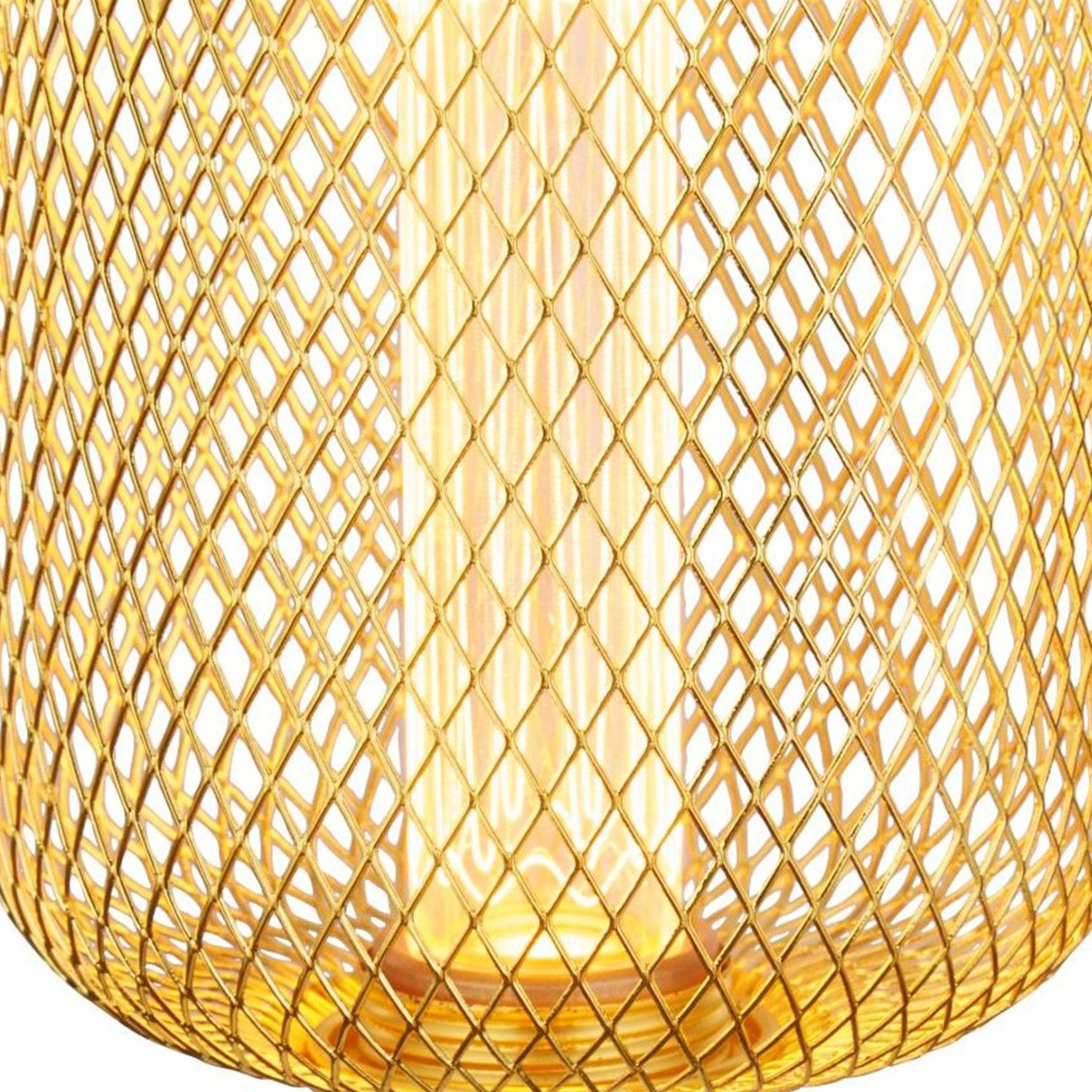 Searchlight Electric Wire Mesh Effect Drum Lamp - Gold Metal 16002GO