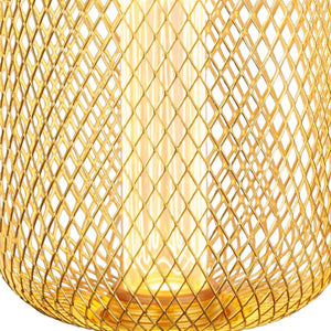 Searchlight Electric Wire Mesh Effect Drum Lamp - Gold Metal 16002GO