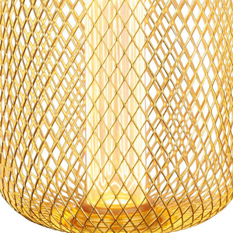 Searchlight Electric Wire Mesh Effect Drum Lamp - Gold Metal 16002GO