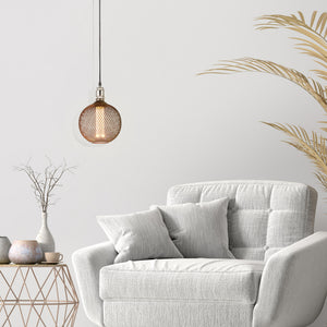 Searchlight Electric Wire Mesh Effect Globe Lamp - Black Metal 16003BK