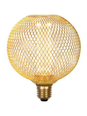 Wire Mesh Effect Globe Lamp - Gold Metal