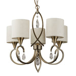 Searchlight Electric Alberto 5Lt Pendant - Antique Brass, Crystal & Linen Shade 1605-5AB