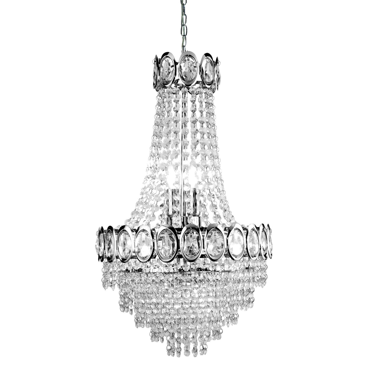 Searchlight Electric Louis Phillipe  6Lt Chandelier - Chrome Metal & Crystal 1611-6CC