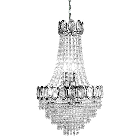 Searchlight Electric Louis Phillipe  6Lt Chandelier - Chrome Metal & Crystal 1611-6CC