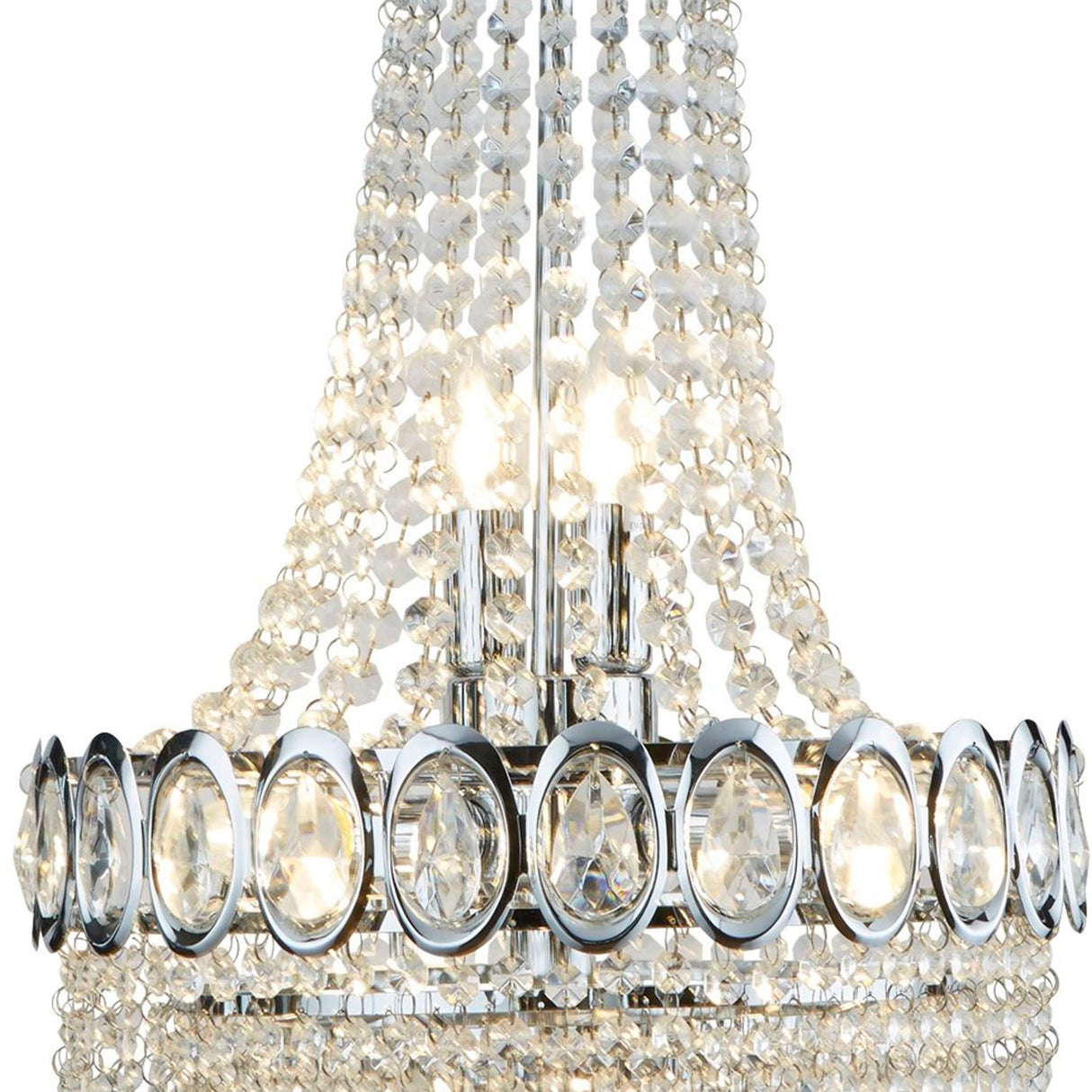 Searchlight Electric Louis Phillipe  6Lt Chandelier - Chrome Metal & Crystal 1611-6CC