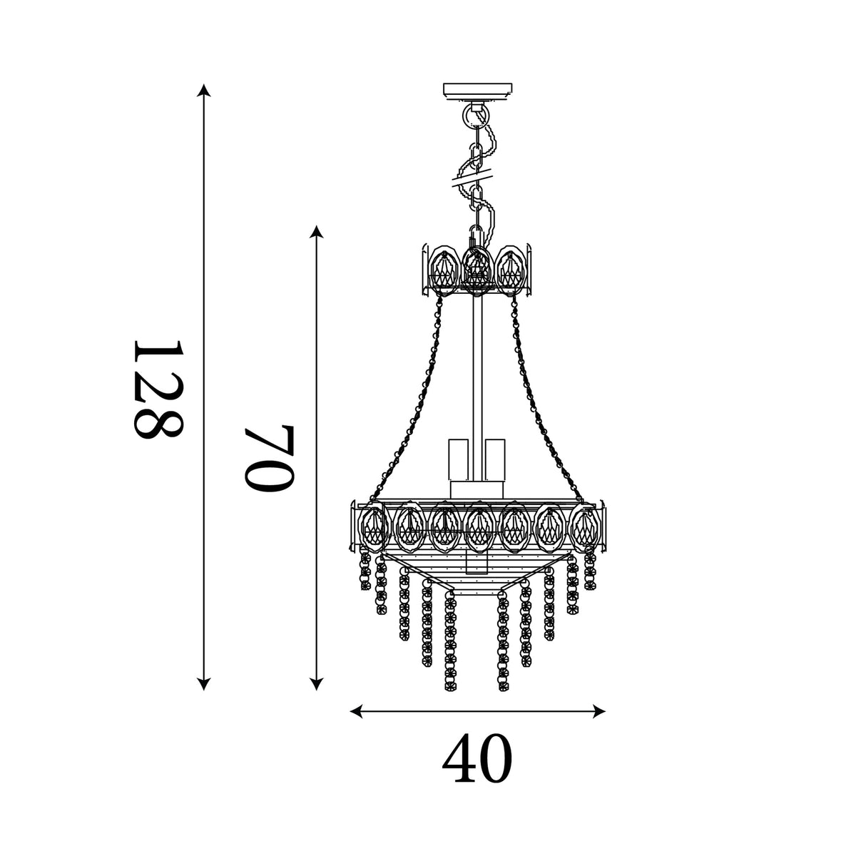 Searchlight Electric Louis Phillipe 6Lt Pendant Lamp, Satin Brass with Clear crys 1611-6SB