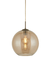 Balls  Pendant  - Antique Brass Metal & Amber Glass