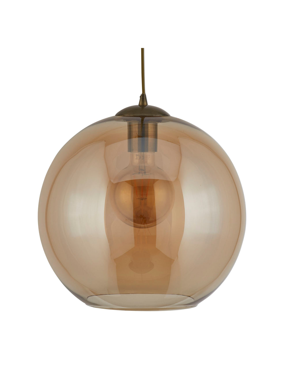 Searchlight Electric Balls  Pendant  - Antique Brass Metal & Amber Glass 1621AM
