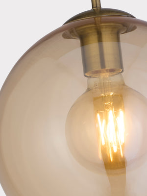 Searchlight Electric Balls  Pendant  - Antique Brass Metal & Amber Glass 1621AM